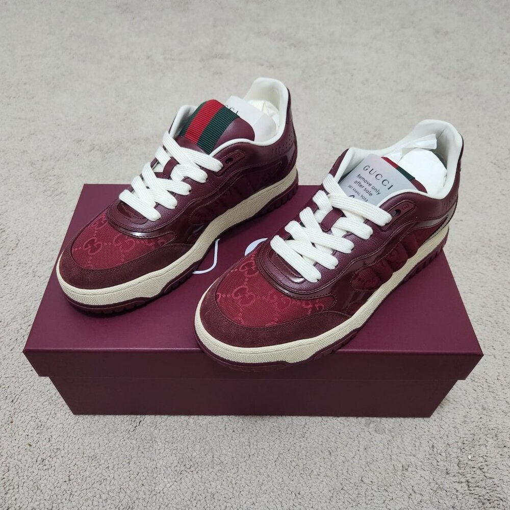 Gucci Re-Web sneaker in Rosso Ancora red GG canvas size 38 women - Picture 3 of 13